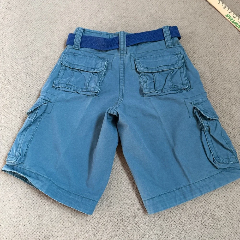 Vintage 2000s Aeropostale SoCal Surf Champs Blue Cargo Shorts Size 27 Belted